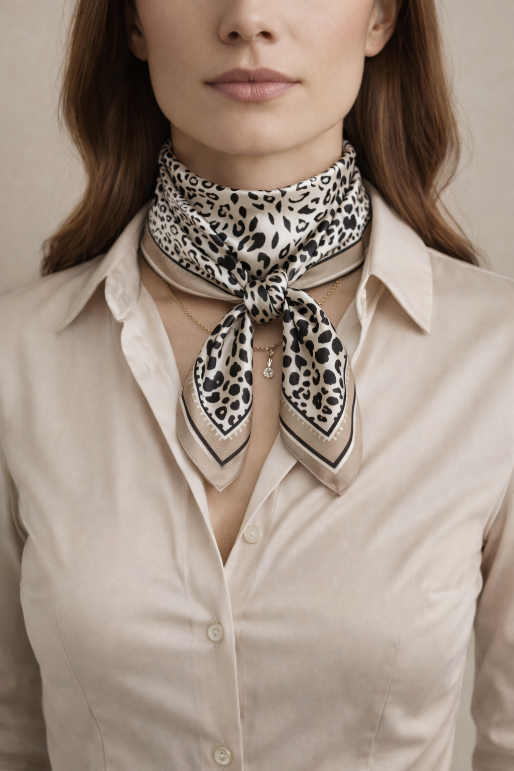 Foulard carré 70x70 - Léna - Beige léopard