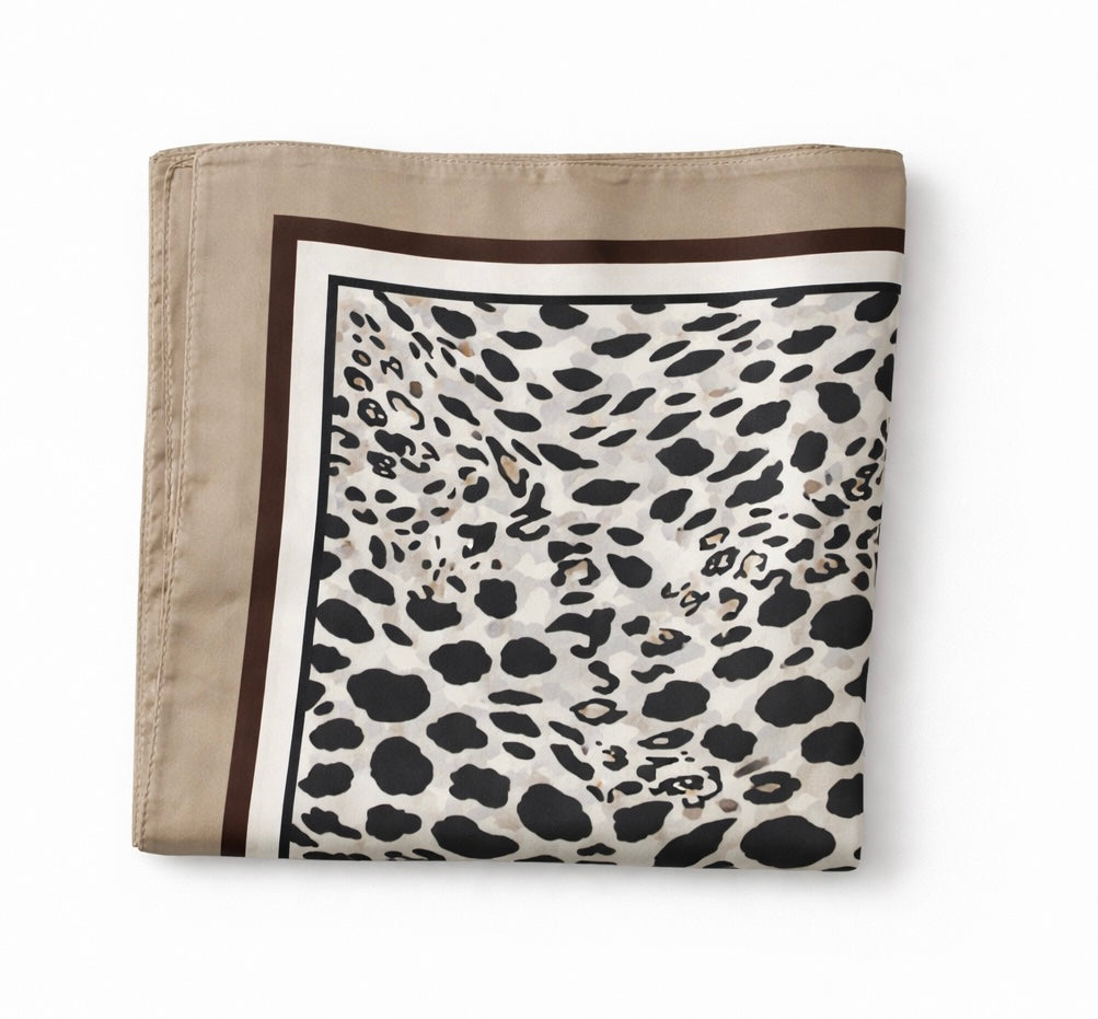 Foulard carré 70x70 - Léna - Beige léopard