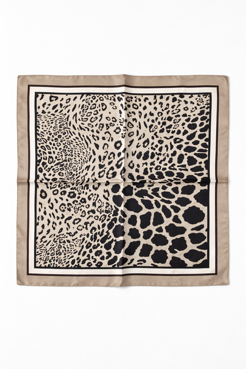 Foulard carré 70x70 - Léna - Beige léopard